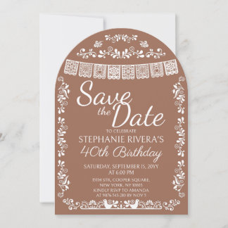 Terracotta Cielito Lindo Save the Date 40 Verjaard Kaart