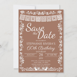 Terracotta Cielito Lindo Save the Date 60 Verjaard Kaart