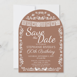 Terracotta Cielito Lindo Save the Date 60 Verjaard Kaart