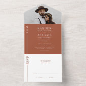 Terracotta Clean Line Faire-part de mariage (À l'intérieur)