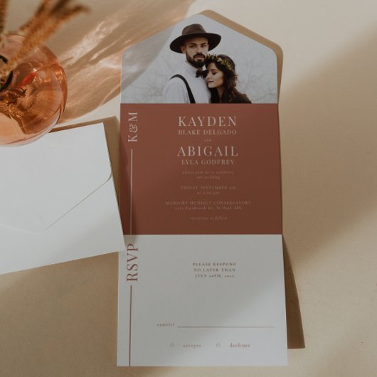 Terracotta Clean Line Faire-part de mariage
