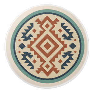 Terracotta Cobalt Diamond Zapotec keramische knop