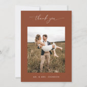 Terracotta Coriander Boho Foto Monogram Bruiloft Bedankkaart (Achterkant)
