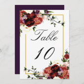 Terracotta Cream Burgundy Wedding-tabelnummer Aankondiging (Voorkant / Achterkant)