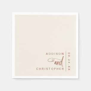 Terracotta Cream Moderne Minimalistische Bruiloft Servet