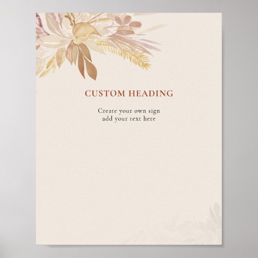 Terracotta Crème Botanische Foliage Creëer Uw Eige Poster (Voorkant)