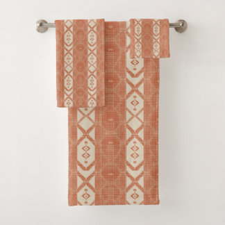 Terracotta Crème Modern Minimalistische Streep Boh Bad Handdoek