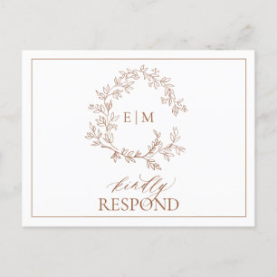 Terracotta Crest Monogram Wedding RSVP Uitnodiging