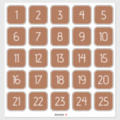 Terracotta Customizable Square Number Stickers  (Feuille)