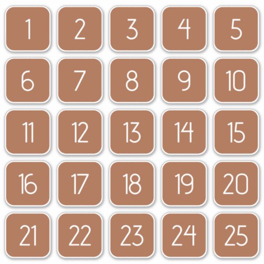 Terracotta Customizable Square Number Stickers  (Devant)