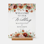 Terracotta Dahlia Fleurs Calligraphie Bienvenue (Recto)