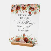 Terracotta Dahlia Fleurs Calligraphie Bienvenue (Angle)