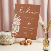 Terracotta Dames Badkamermand Elegante bruiloft Reclamebord Met Voetstuk