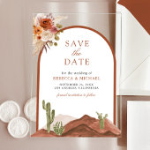 Terracotta Desert Cactus Wedding Save the Date Acryl Uitnodigingen