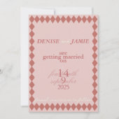 Terracotta Diamond Vellum Insert Onderlay Wedding Save The Date (Voorkant)