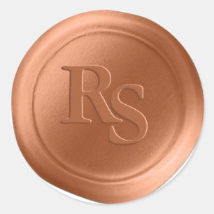 Terracotta Dubbel Monogram Faux Wax Seal Stickers