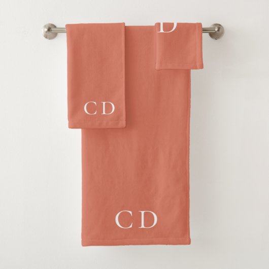 Terracotta dusty Earth monogram initialen Bad Handdoek (Insitu)