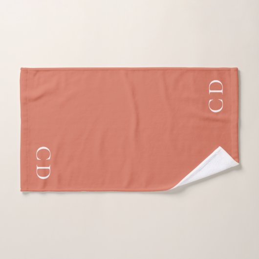 Terracotta dusty Earth monogram initialen Bad Handdoek (Handdoek)