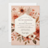 Terracotta Earthy Bloom Wedding Kaart (Voorkant / Achterkant)