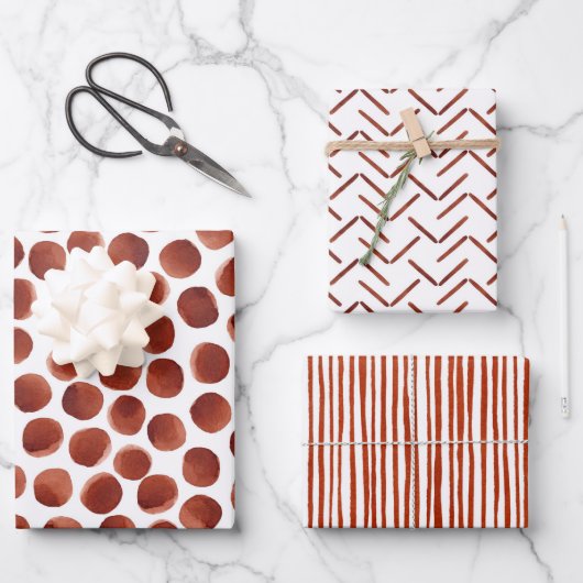 Terracotta Earthy Tone Waterverf Pattern Wrappin Inpakpapier Vel (Voorkant)