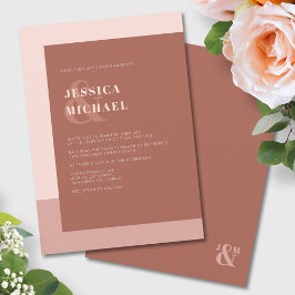 Terracotta Earthy Tones Modern Typography Wedding Kaart
