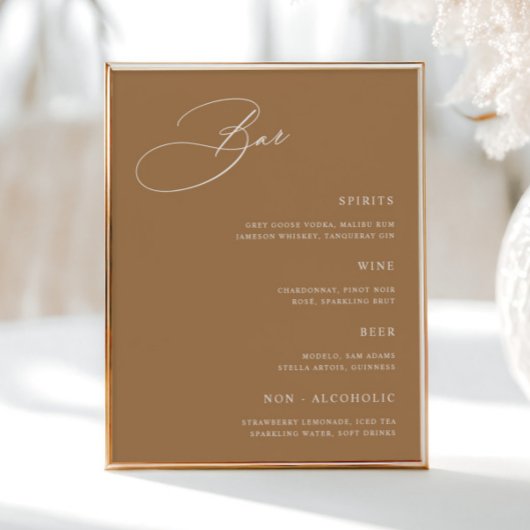 Terracotta Eenvoudige Wedding Bar Menu Poster