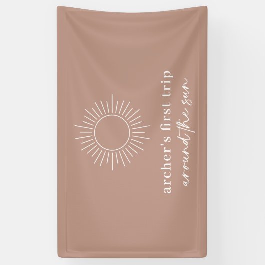 Terracotta eerste reis rond de zon spandoek (Verticaal)