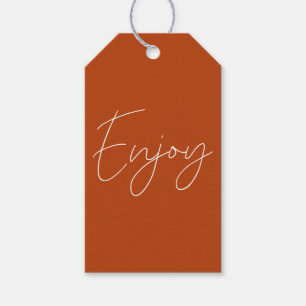 Terracotta Elegant Calligrafie Geniet van handgema Cadeaulabel