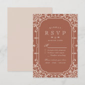 Terracotta élégant mariage vintage romantique RSVP (Devant / Derrière)