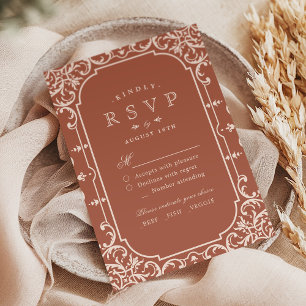 Terracotta élégant mariage vintage romantique RSVP