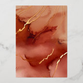 Terracotta Elegant Modern Beach Fall Bruiloft Goud Folie Uitnodiging (Achterkant)