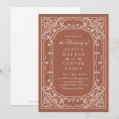 Terracotta elegant romantische bruiloft kaart (Voorkant / Achterkant)