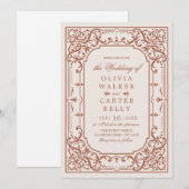 Terracotta elegant  romantische bruiloft kaart (Voorkant / Achterkant)
