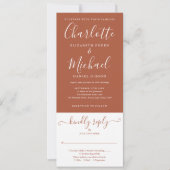 Terracotta Elegant Script All-in-One Weddenschap Kaart (Voorkant)