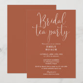 Terracotta Elegant Script Bruids Tea Party Douche Kaart (Voorkant / Achterkant)