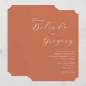 Terracotta Elegant Script Calligraphy Wedding Kaart (Voorkant / Achterkant)