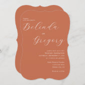 Terracotta Elegant Script Calligraphy Wedding Kaart (Voorkant / Achterkant)