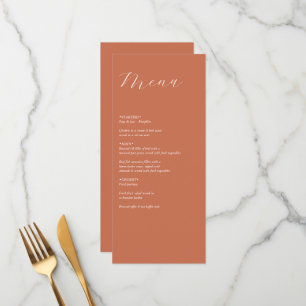 Terracotta Elegant Script Calligraphy Wedding Menu