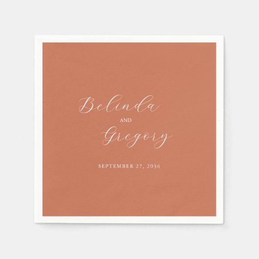 Terracotta Elegant Script Calligraphy Wedding Servet (Voorkant)