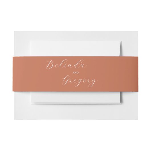 Terracotta Elegant Script Calligraphy Wedding Uitnodigingen Wikkel (Voorkant Voorbeeld)