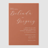 Terracotta Elegant Script Calligraphy Wedding Vellum Uitnodigingen (Voorkant)