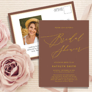 Terracotta Elegant Script Modern Vrijgezellenfeest Uitnodiging Briefkaart