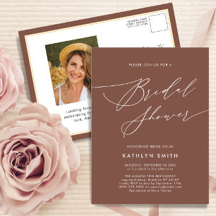 Terracotta Elegant Script Modern Vrijgezellenfeest Uitnodiging Briefkaart