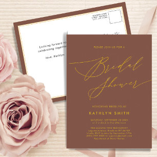 Terracotta Elegant Script Modern Vrijgezellenfeest Uitnodiging Briefkaart