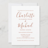 Terracotta Elegant Script QR Code Weddenschap Kaart (Voorkant)