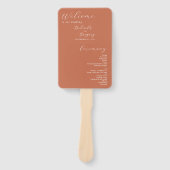Terracotta Elegant Script Wedding Programme Handwaaier (Voorkant)