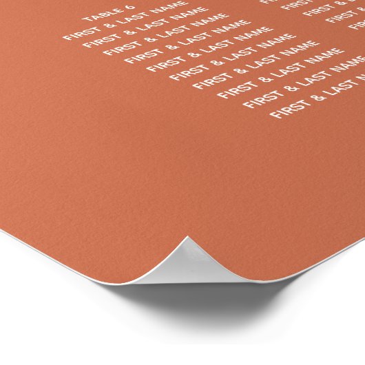 Terracotta Elegant Script Wedding Seding Chart Poster (Hoek)