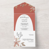 Terracotta Elegant Waterverf Minimalistisch art All In One Uitnodiging (Binnen)