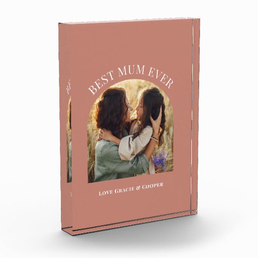 terracotta elegante boog foto typografie beste mam (Links)