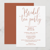 Terracotta Elegante Script Bruids Tea Party Borrel Kaart (Voorkant / Achterkant)